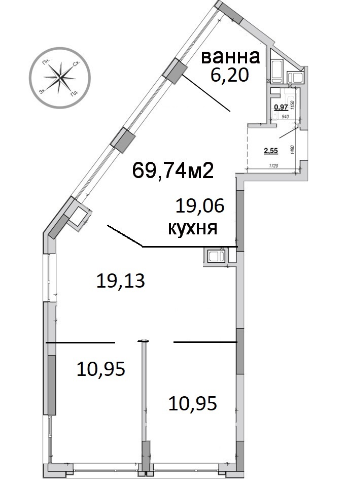 Продажа 3-комнатной квартиры 70 м², Тараса Шевченко ул., 300