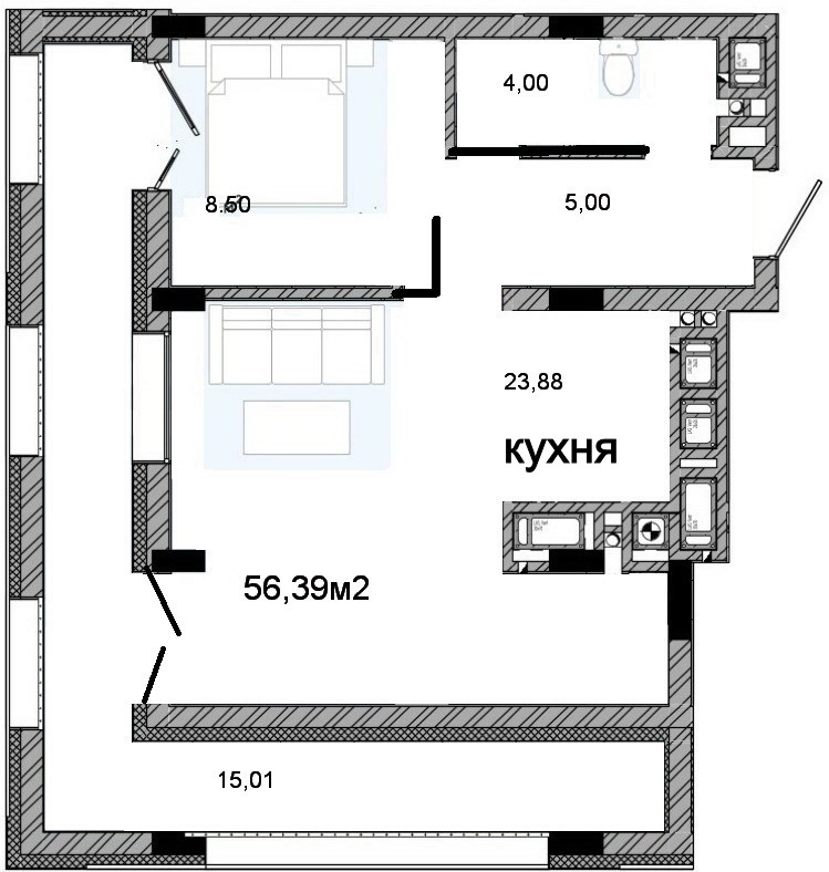 Продажа 2-комнатной квартиры 57 м², Стрыйская ул., 322