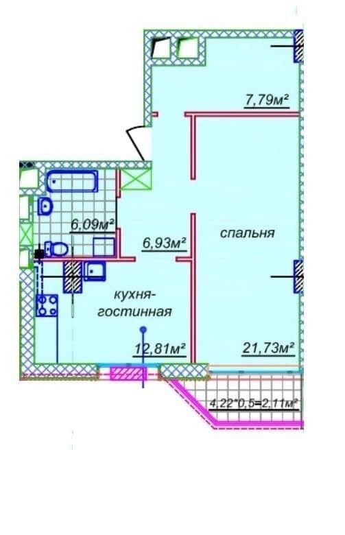 Продажа 2-комнатной квартиры 59.2 м², Европейская ул.