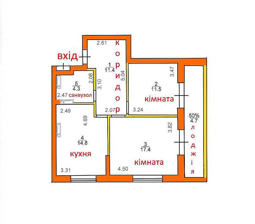 Продаж 2-кімнатної квартири 64.1 м², Первомайская вул.