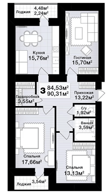 Продаж 3-кімнатної квартири 89 м²