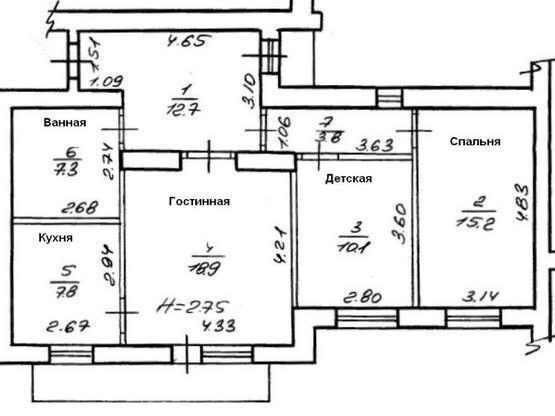 Продажа 3-комнатной квартиры 72 м²