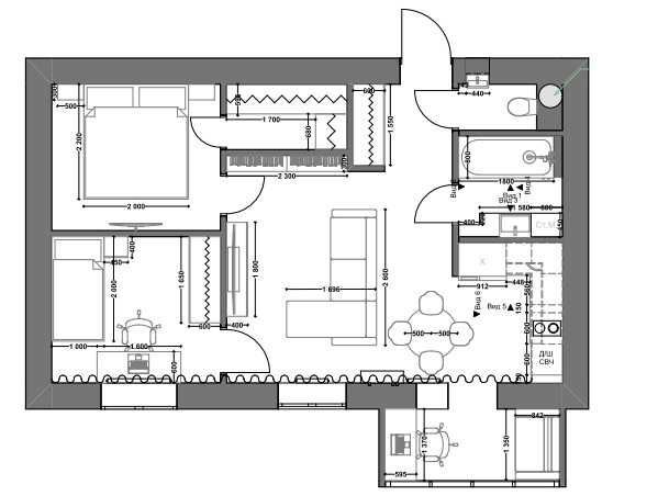 Продаж 2-кімнатної квартири 57 м²