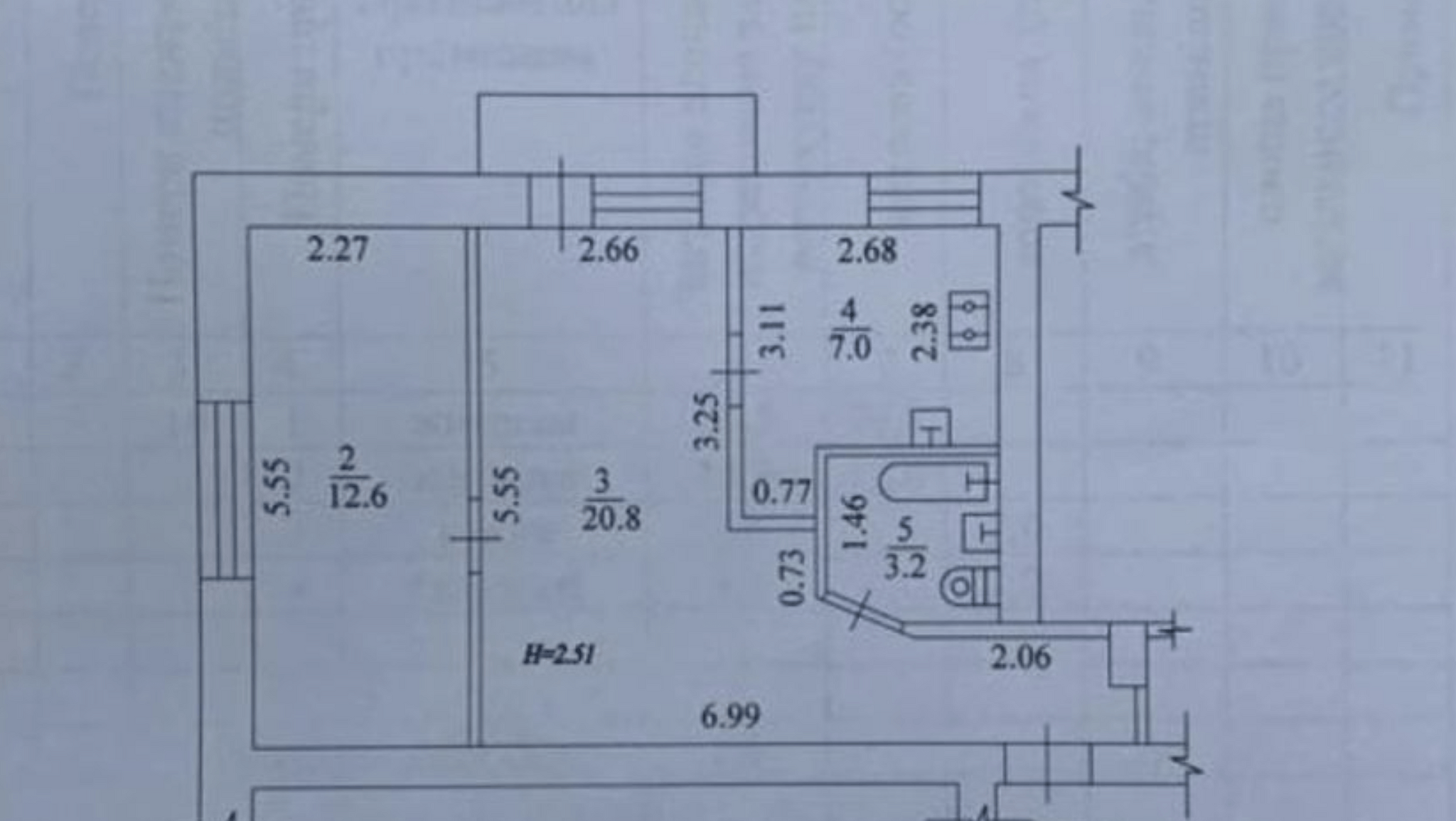 Продажа 2-комнатной квартиры 45 м²