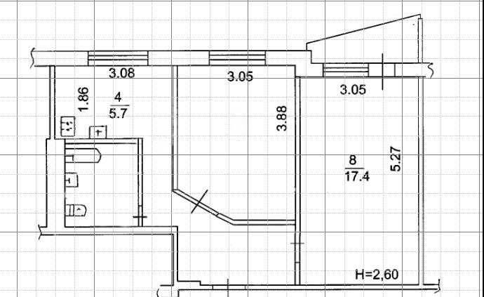 Продажа 2-комнатной квартиры 45 м²