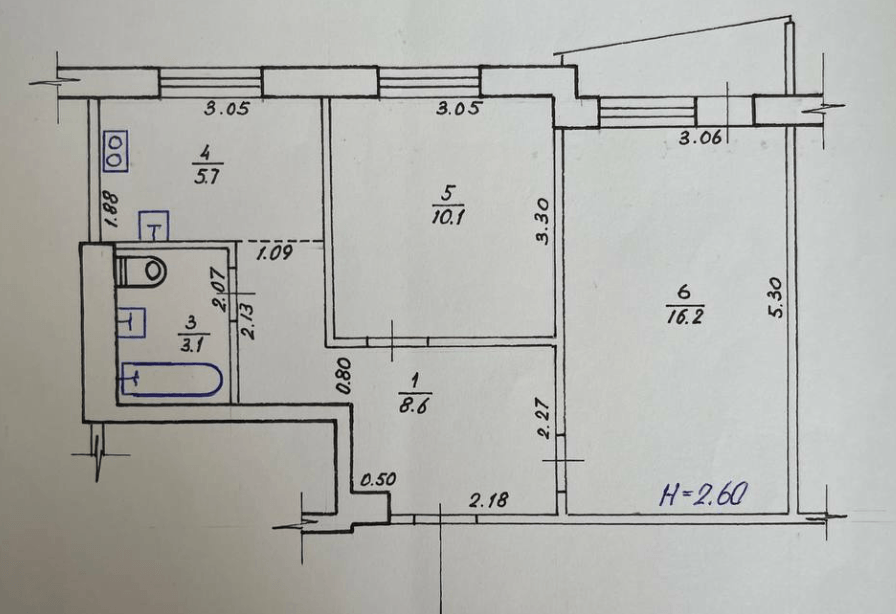 Продаж 2-кімнатної квартири 45 м²