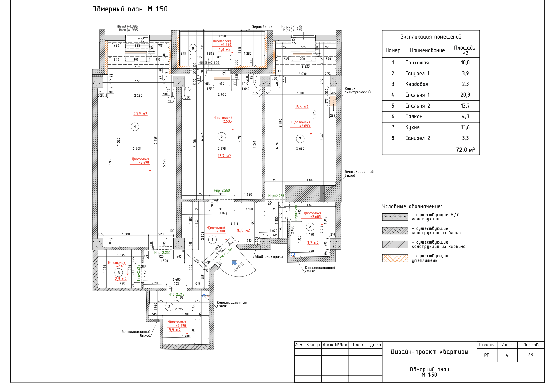 Продажа 2-комнатной квартиры 69.7 м²