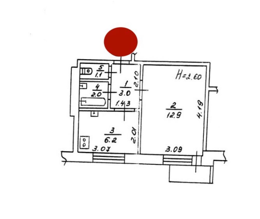 Продаж 1-кімнатної квартири 25 м²