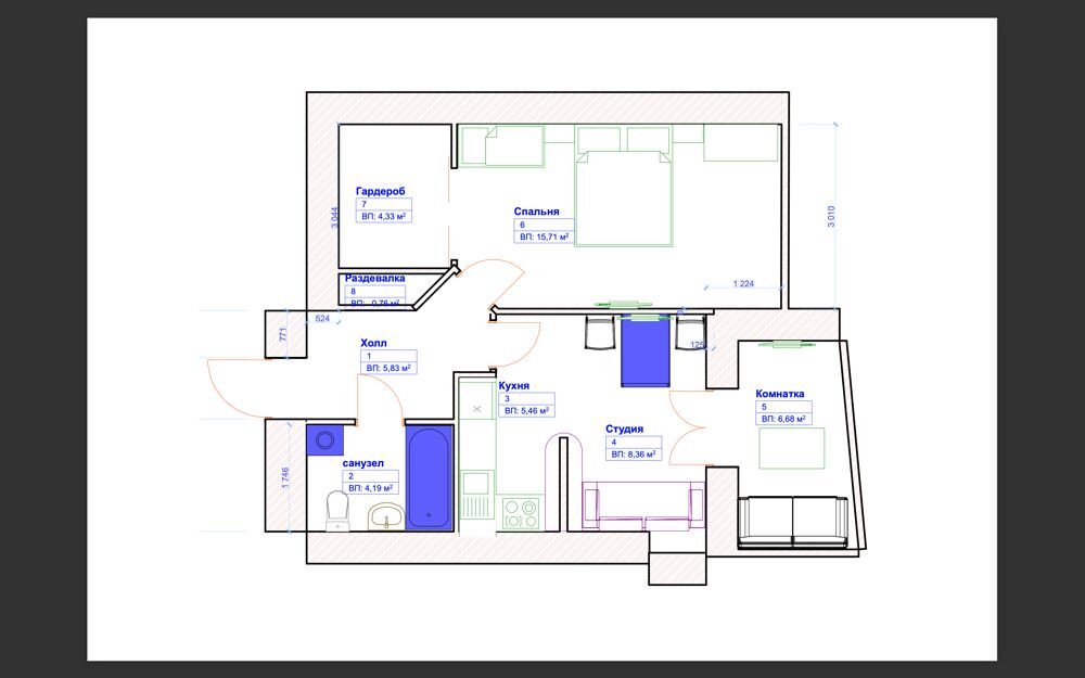 Оренда 1-кімнатної квартири 48 м²