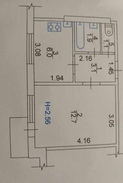 Продаж 1-кімнатної квартири 26 м²