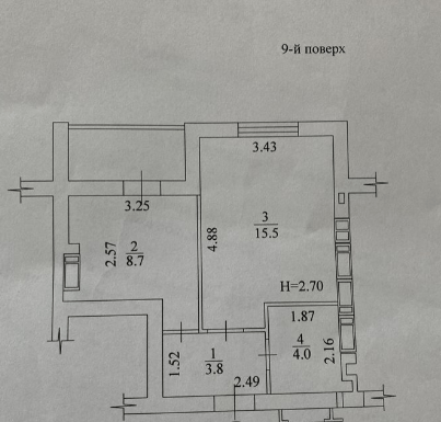 Продажа 1-комнатной квартиры 36 м²