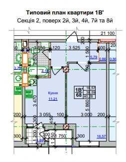 Продаж 1-кімнатної квартири 40.28 м²