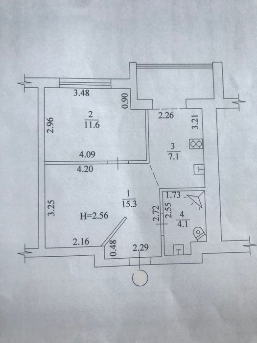 Продаж 1-кімнатної квартири 42 м²