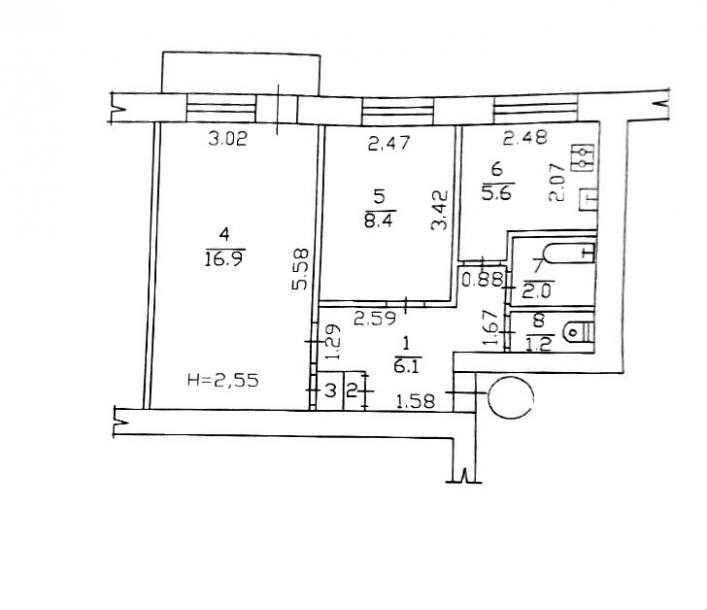 Продаж 2-кімнатної квартири 44 м²