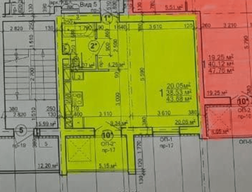 Продажа 1-комнатной квартиры 44 м²