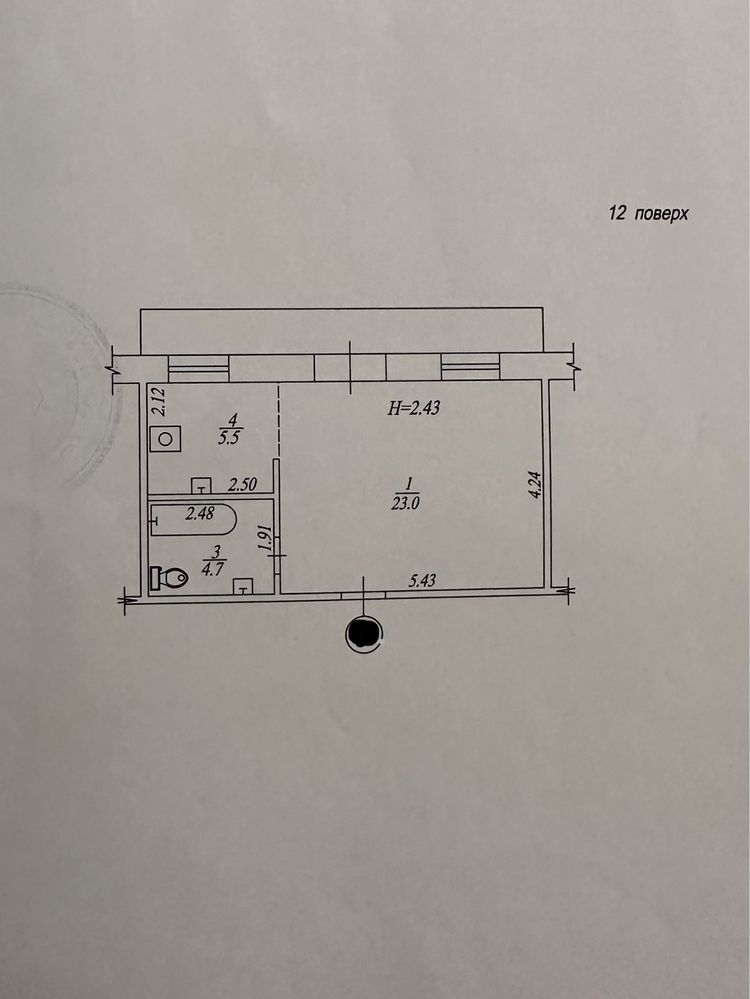 Продаж 1-кімнатної квартири 35 м²