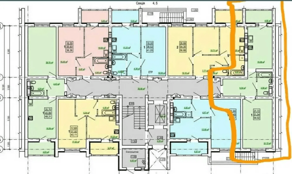 Продажа 1-комнатной квартиры 54 м²