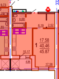 Продажа 1-комнатной квартиры 45 м²