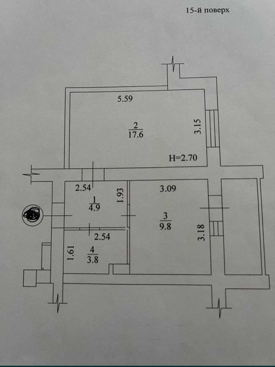 Продажа 1-комнатной квартиры 39 м²