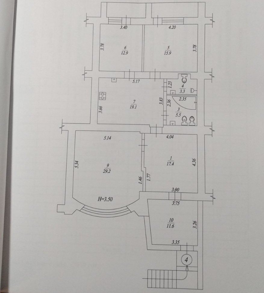 Продажа 3-комнатной квартиры 123 м²