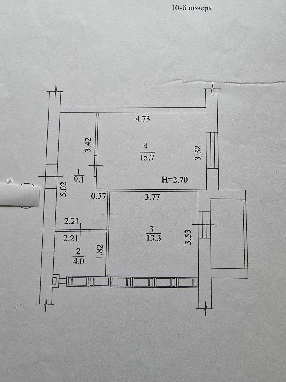 Продаж 1-кімнатної квартири 44 м²