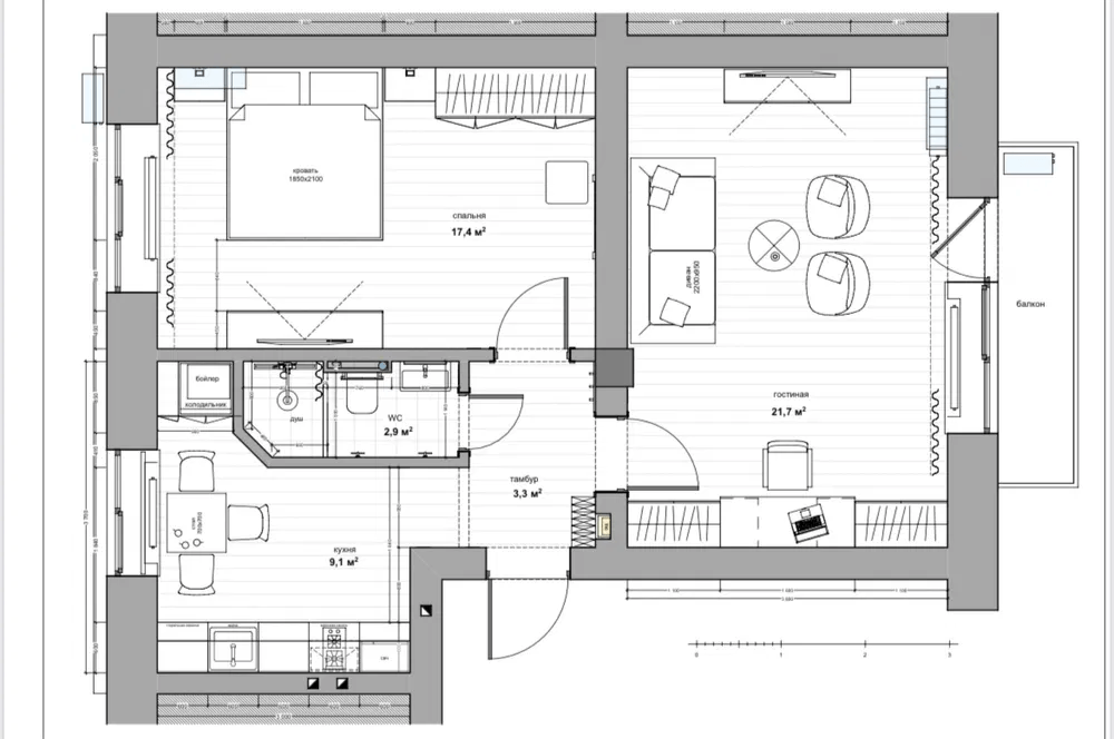 Продаж 2-кімнатної квартири 55 м²