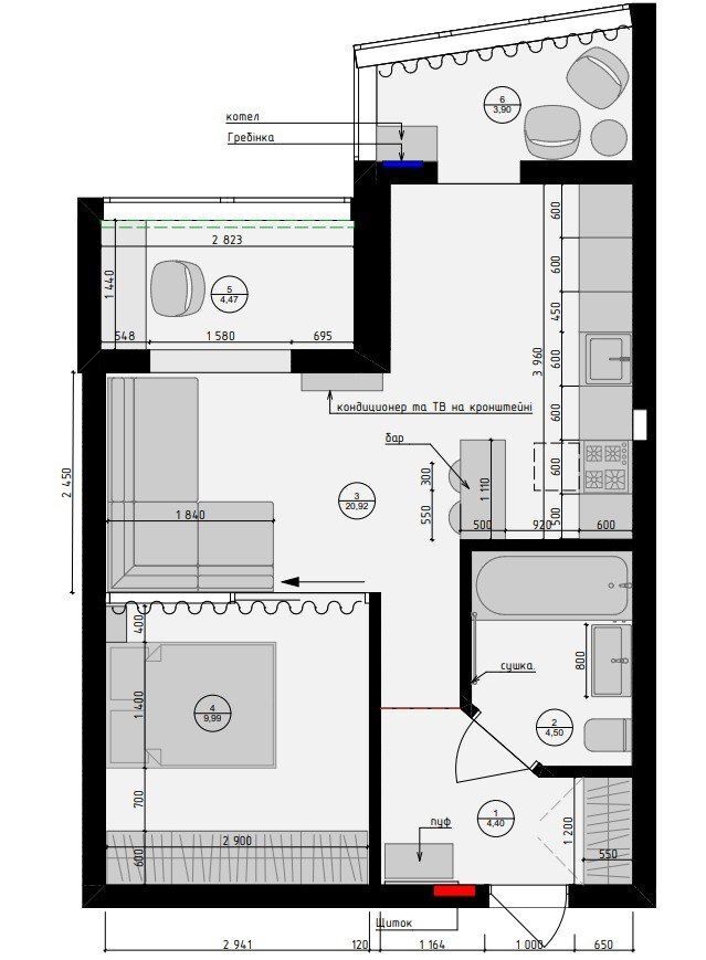 Продажа 1-комнатной квартиры 47 м²