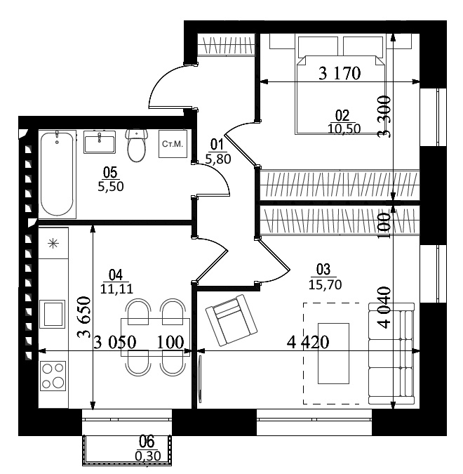 Продаж 2-кімнатної квартири 48.8 м², Юбилейный пров ул.,