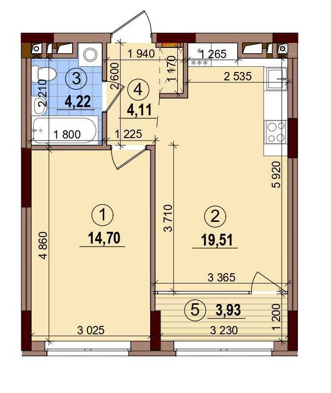 Продажа 1-комнатной квартиры 46.47 м², Родини Крістерів, 10-1