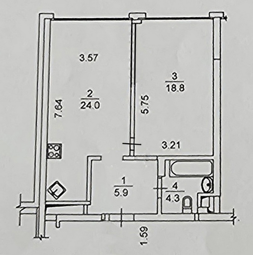 Продаж 1-кімнатної квартири 53 м², Золотоустівська вул., 34