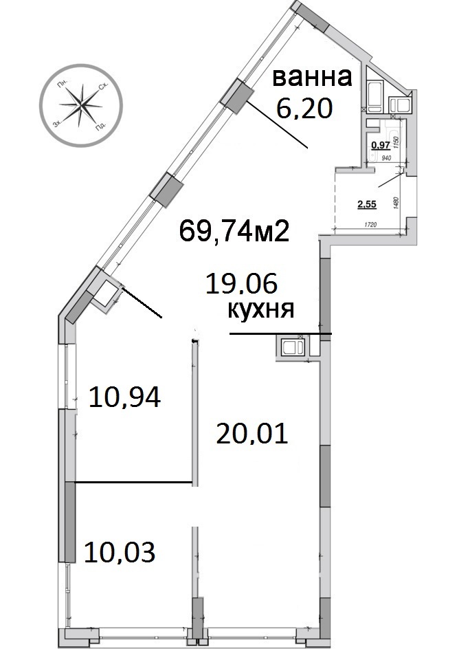 Продажа 3-комнатной квартиры 70 м², Тараса Шевченко ул., 300