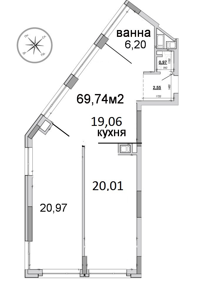 Продажа 3-комнатной квартиры 70 м², Тараса Шевченко ул., 300