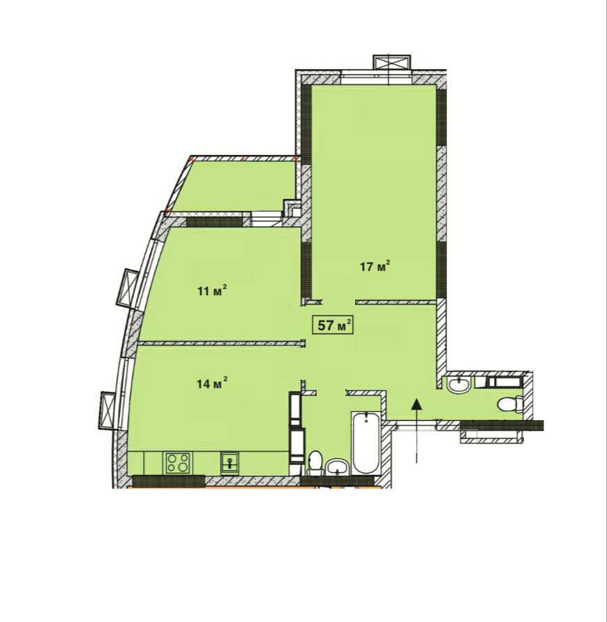 Продаж 2-кімнатної квартири 57 м², Миколи Кібальчича вул., 1-В