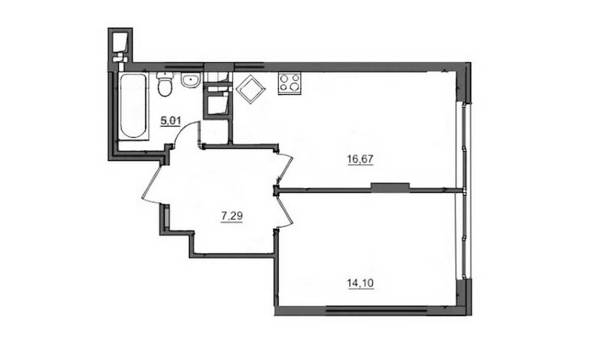 Продаж 1-кімнатної квартири 43.1 м², Олександра Олеся вул., 2в