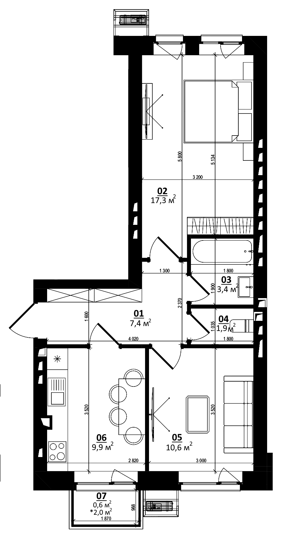 Продажа 2-комнатной квартиры 51 м², Михаила Величко ул.