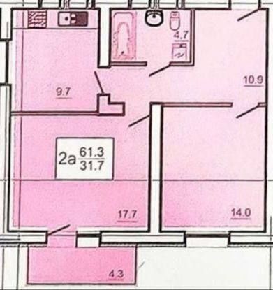 Продажа 2-комнатной квартиры 62 м²