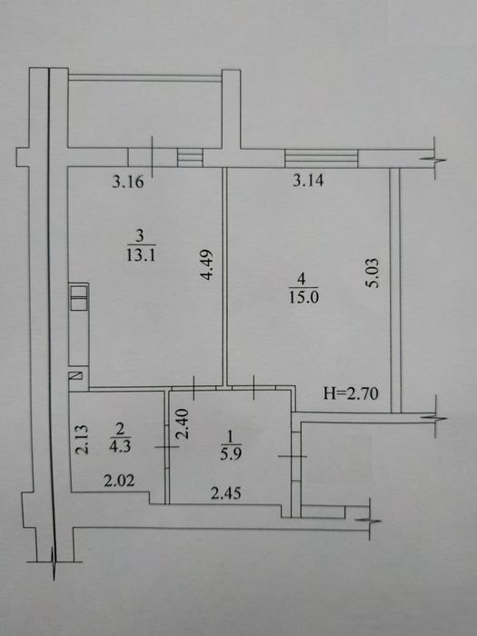 Продаж 1-кімнатної квартири 40 м²