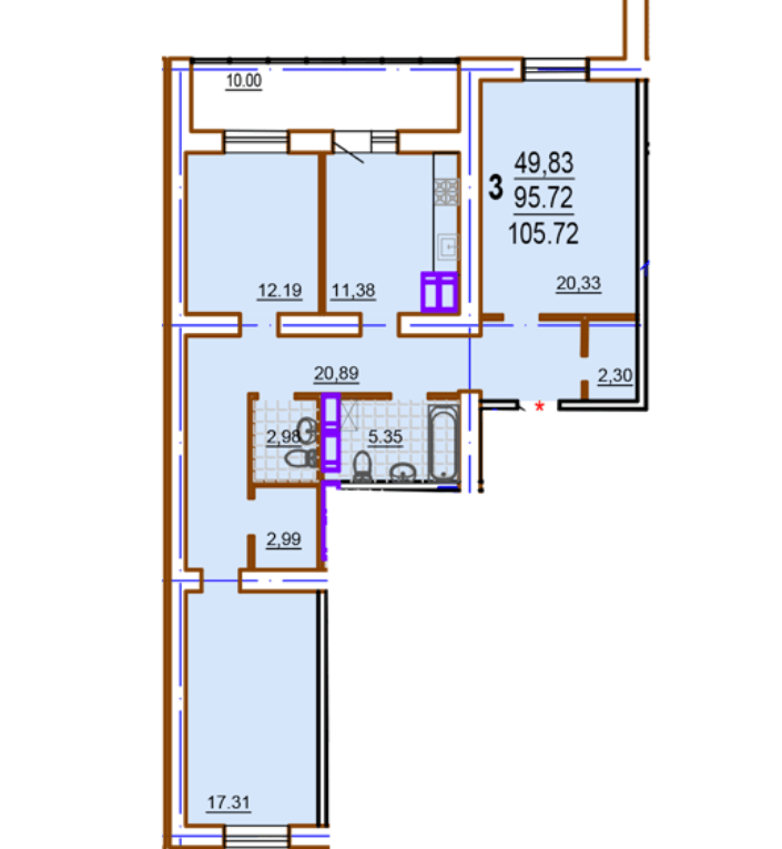 Продаж 3-кімнатної квартири 105 м²