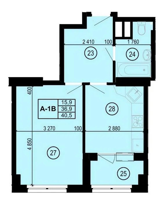 Продаж 1-кімнатної квартири 40.5 м²