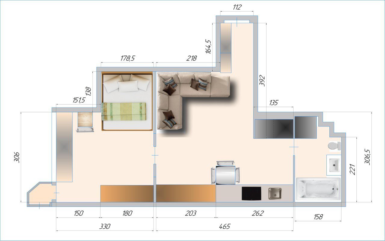 Продаж 1-кімнатної квартири 39.1 м²