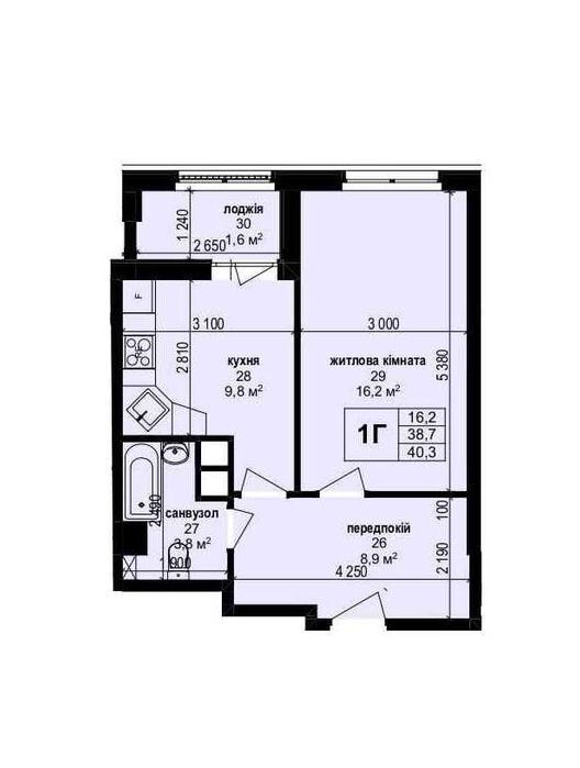 Продажа 1-комнатной квартиры 40 м²