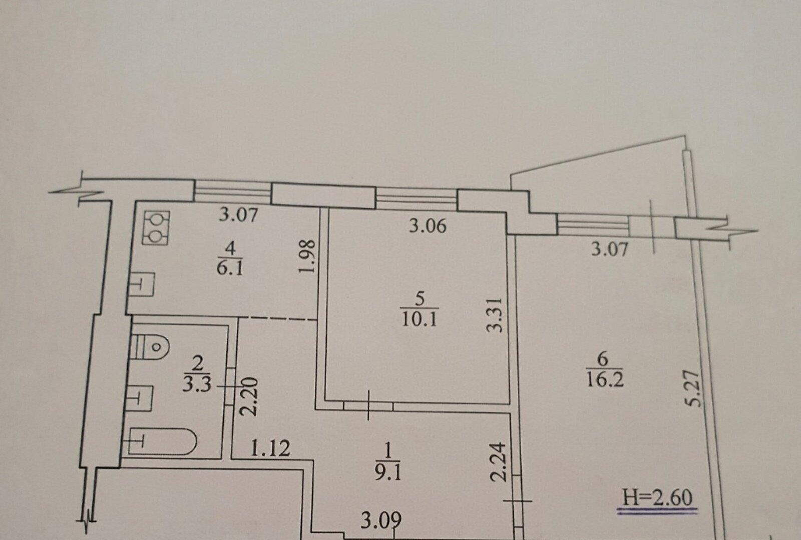 Продажа 2-комнатной квартиры 45 м²