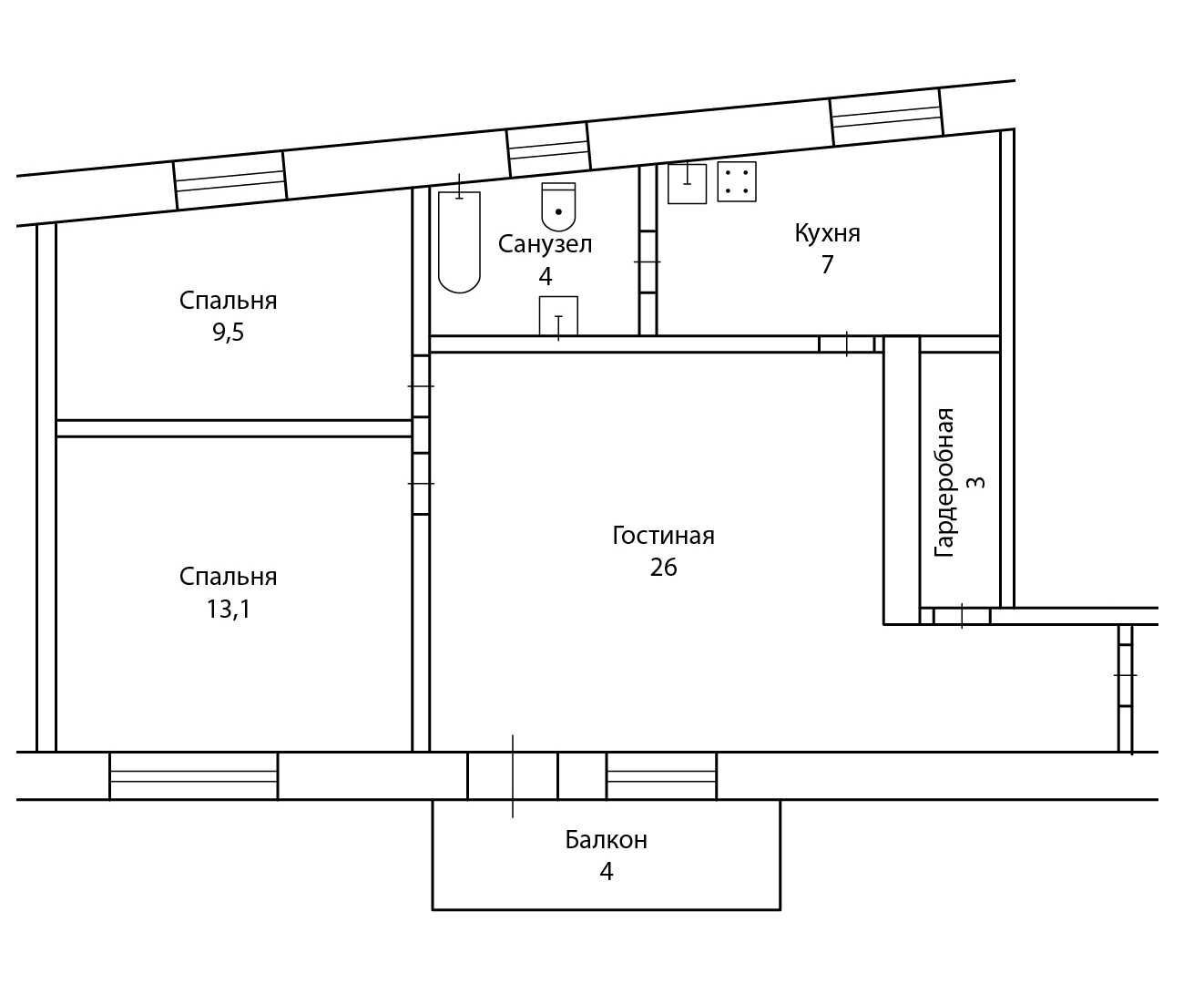 Продажа 3-комнатной квартиры 62 м²