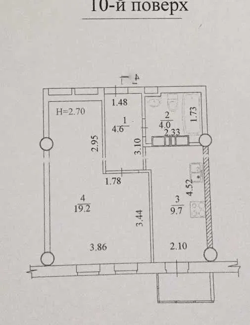 Продаж 1-кімнатної квартири 39 м²