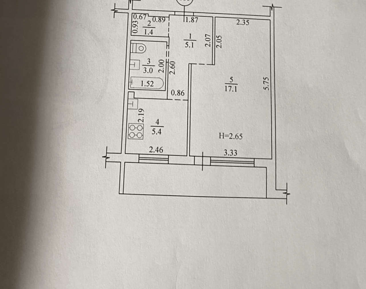 Продаж 1-кімнатної квартири 38 м²