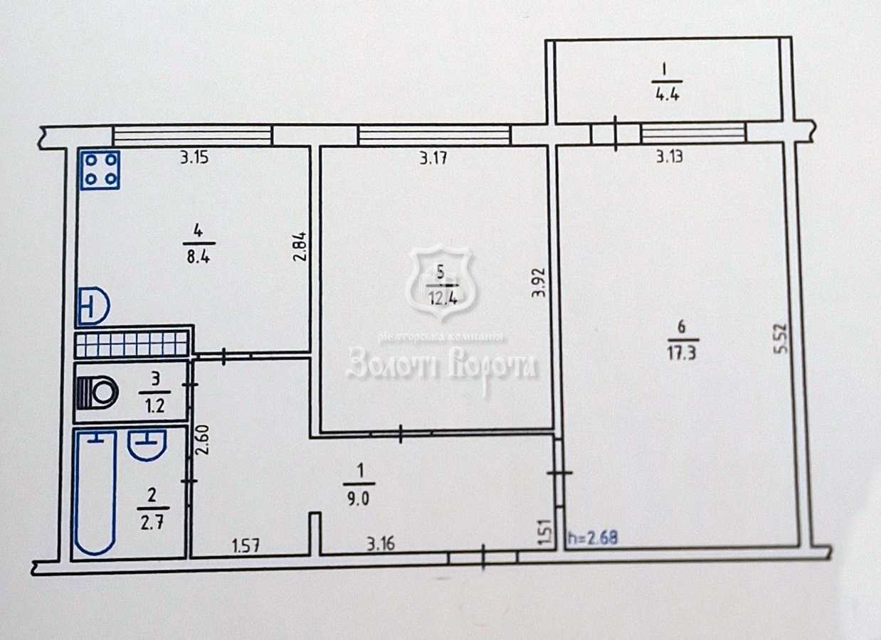 Продажа 2-комнатной квартиры 56 м², Александра Архипенко ул., 6Б