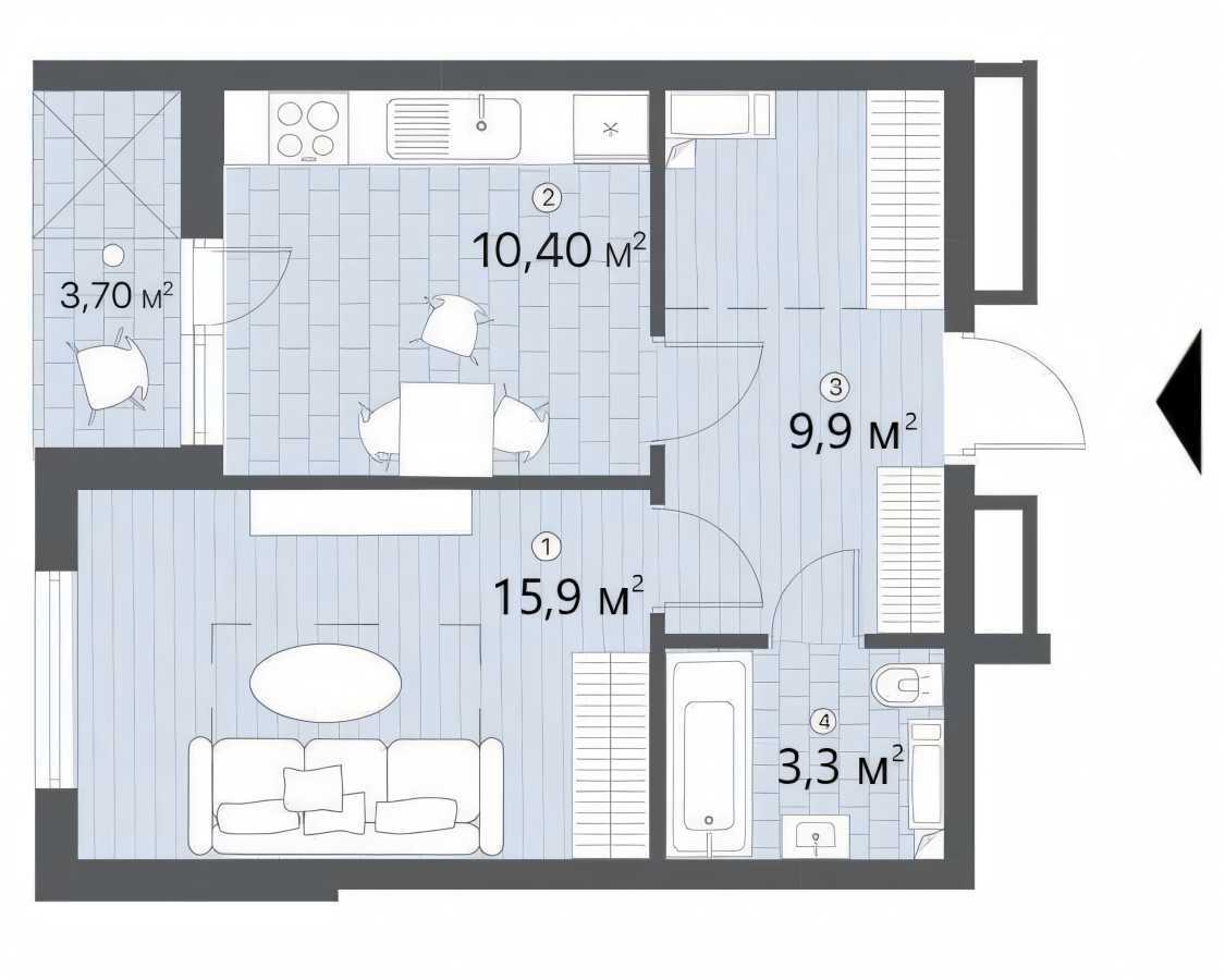 Продаж 1-кімнатної квартири 42.6 м², Ревуцького вул., 40В