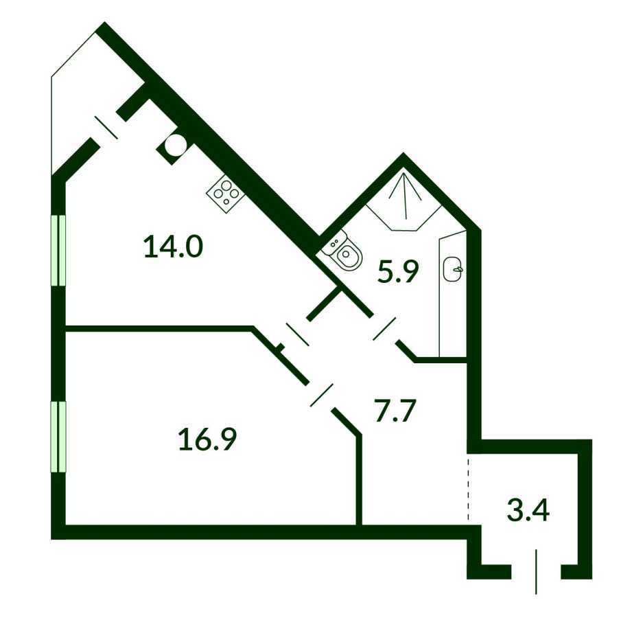 Продажа 1-комнатной квартиры 50 м², Юношеская ул., 4