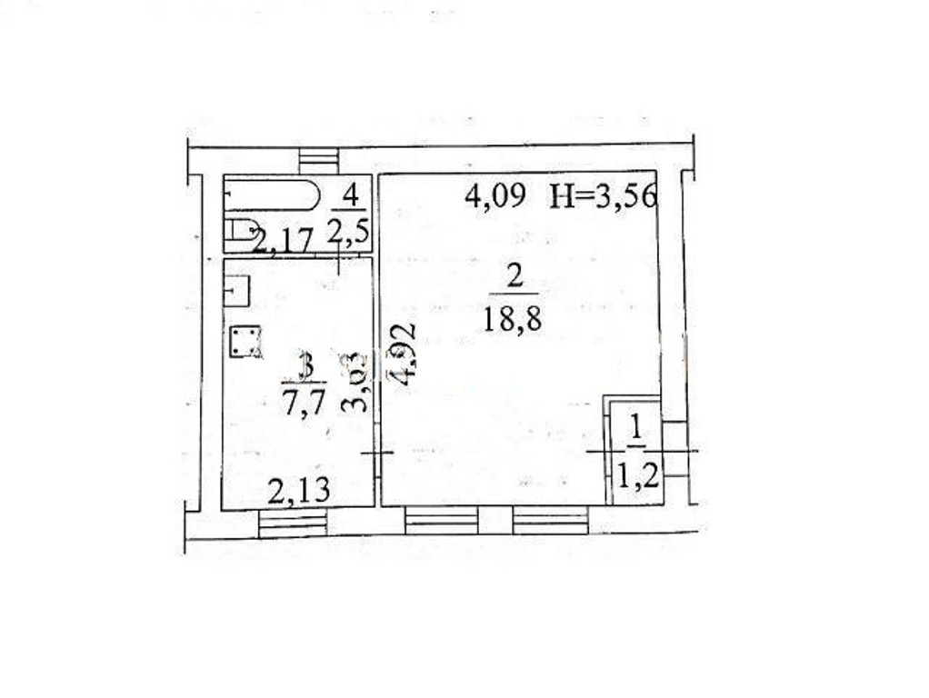 Продаж 1-кімнатної квартири 32 м², Базарна вул., 38