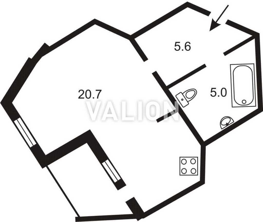 Продажа 1-комнатной квартиры 33.1 м², Милославська, 2б